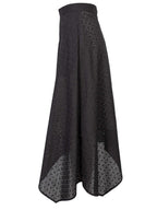 Black Embroidery Cotton Asymmetric Midi Skirt | MICHELLE Nolo Store