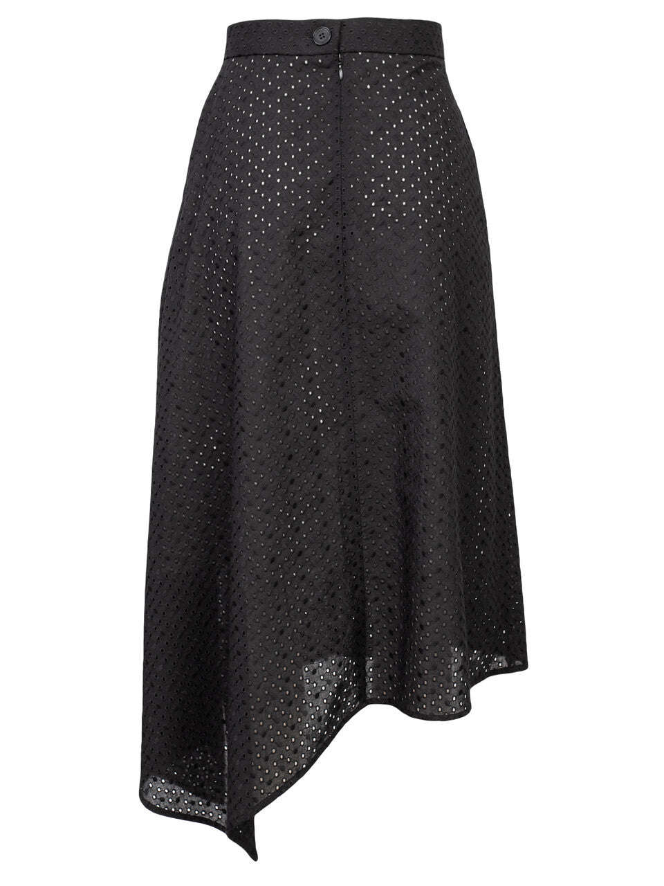 Black Embroidery Cotton Asymmetric Midi Skirt | MICHELLE Nolo Store