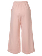 Peach Cotton Sweat Wide Leg Crop Track Pants | MELAHO Nolo Store