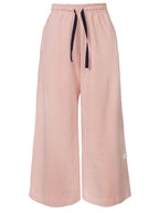 Peach Cotton Sweat Wide Leg Crop Track Pants | MELAHO Nolo Store
