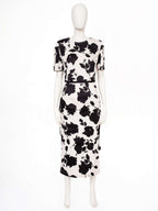 Abstract Printed Classic Tailored Under Knee-Length Pencil Dress | YASU Nolo Store