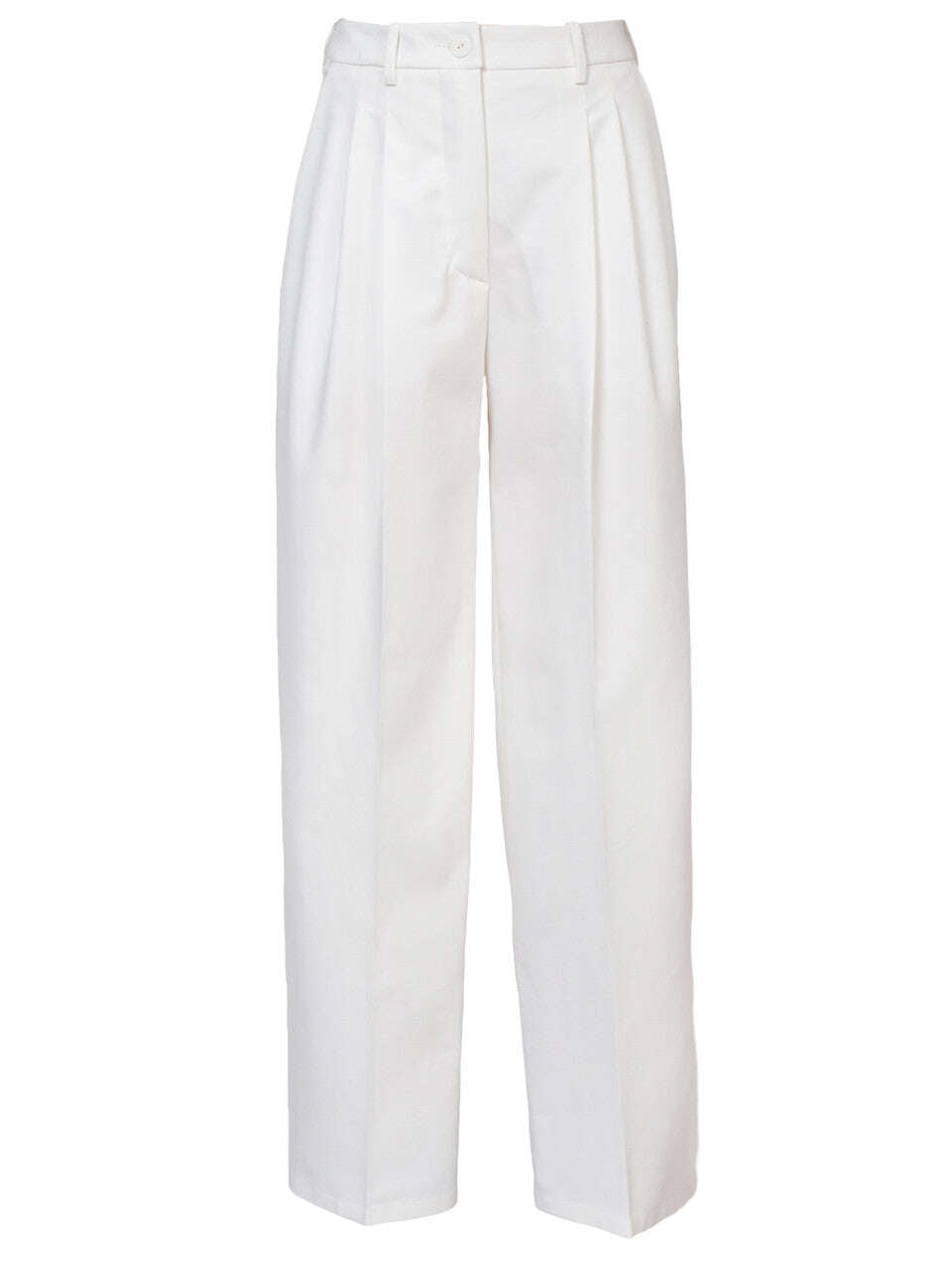Off White Cotton Blend Pleated Palazzo Trousers | AKIKO Nolo Store