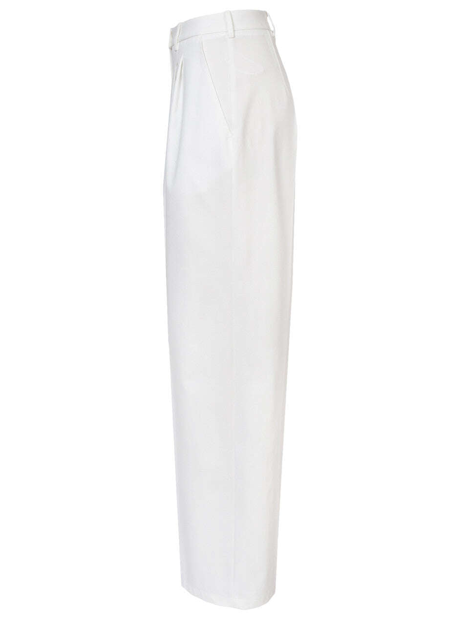 Off White Cotton Blend Pleated Palazzo Trousers | AKIKO Nolo Store
