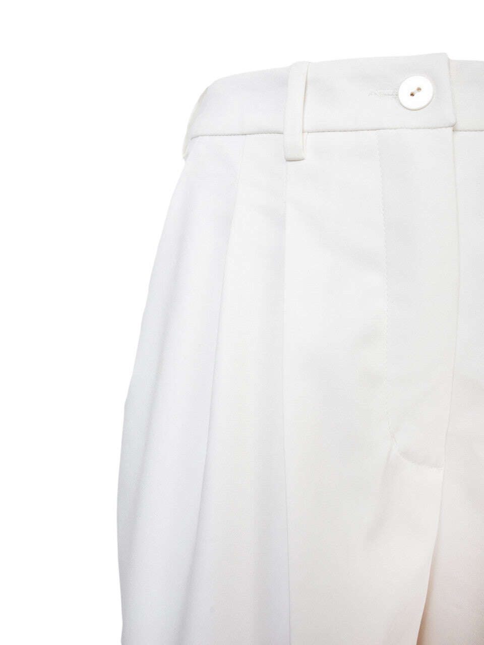 Off White Cotton Blend Pleated Palazzo Trousers | AKIKO Nolo Store
