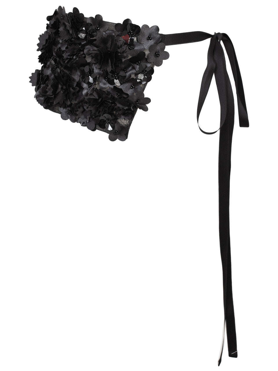 Black Embroidered Floral Applique Belt | MEADOW Nolo Store