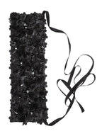 Black Embroidered Floral Applique Belt | MEADOW Nolo Store