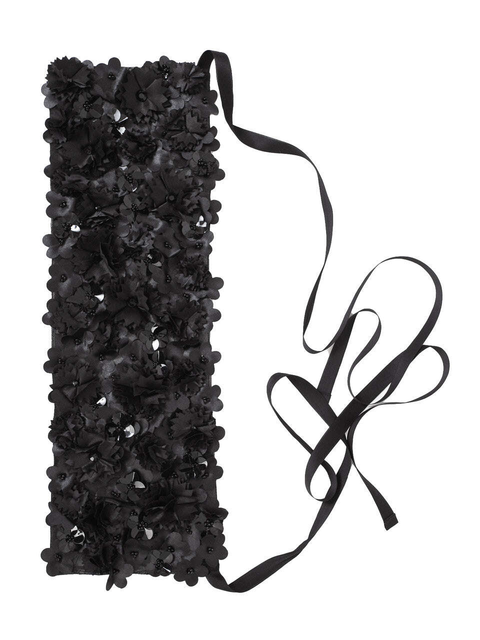 Black Embroidered Floral Applique Belt | MEADOW Nolo Store