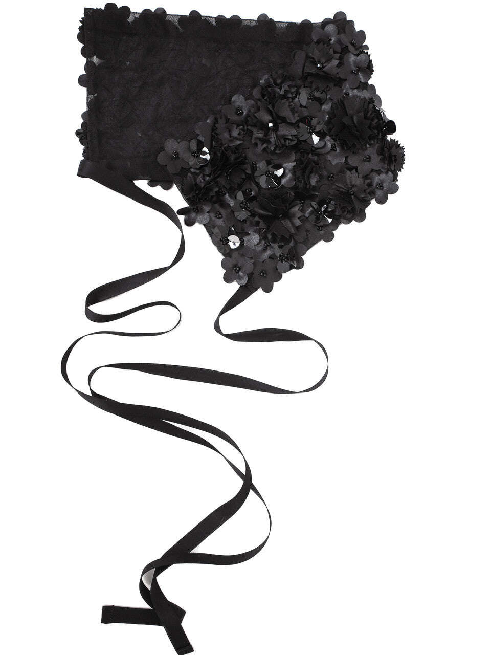 Black Embroidered Floral Applique Belt | MEADOW Nolo Store