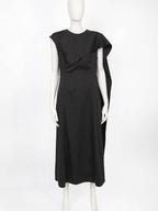 Black Asymmetric Layered Cotton Popeline Sleeveless Midi Dress | SHOKO Nolo Store