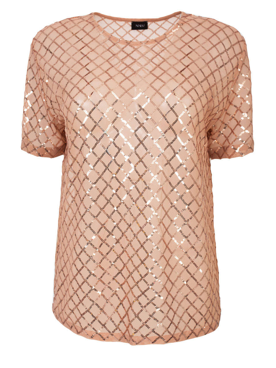 Nude Criss-Cross Sequin Embellished Top | TAMASHI Nolo Store