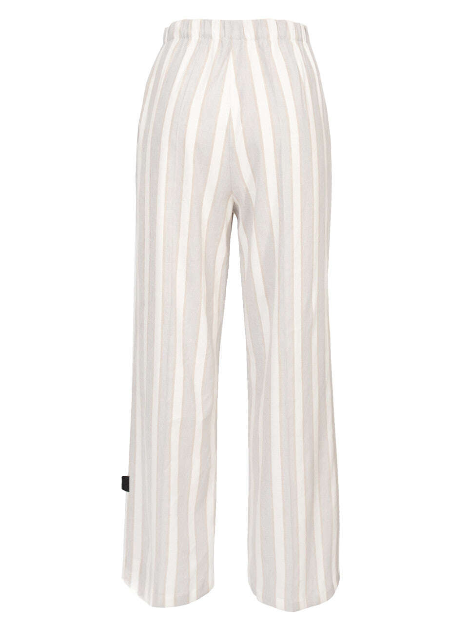 Multi Light Gray Linen Blend Long Wide Pants With Elastic Drawstring Waist | SHUN Nolo Store