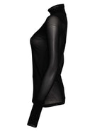 Black Elastic Mesh Turtle Neck Top | AIKOK Nolo Store