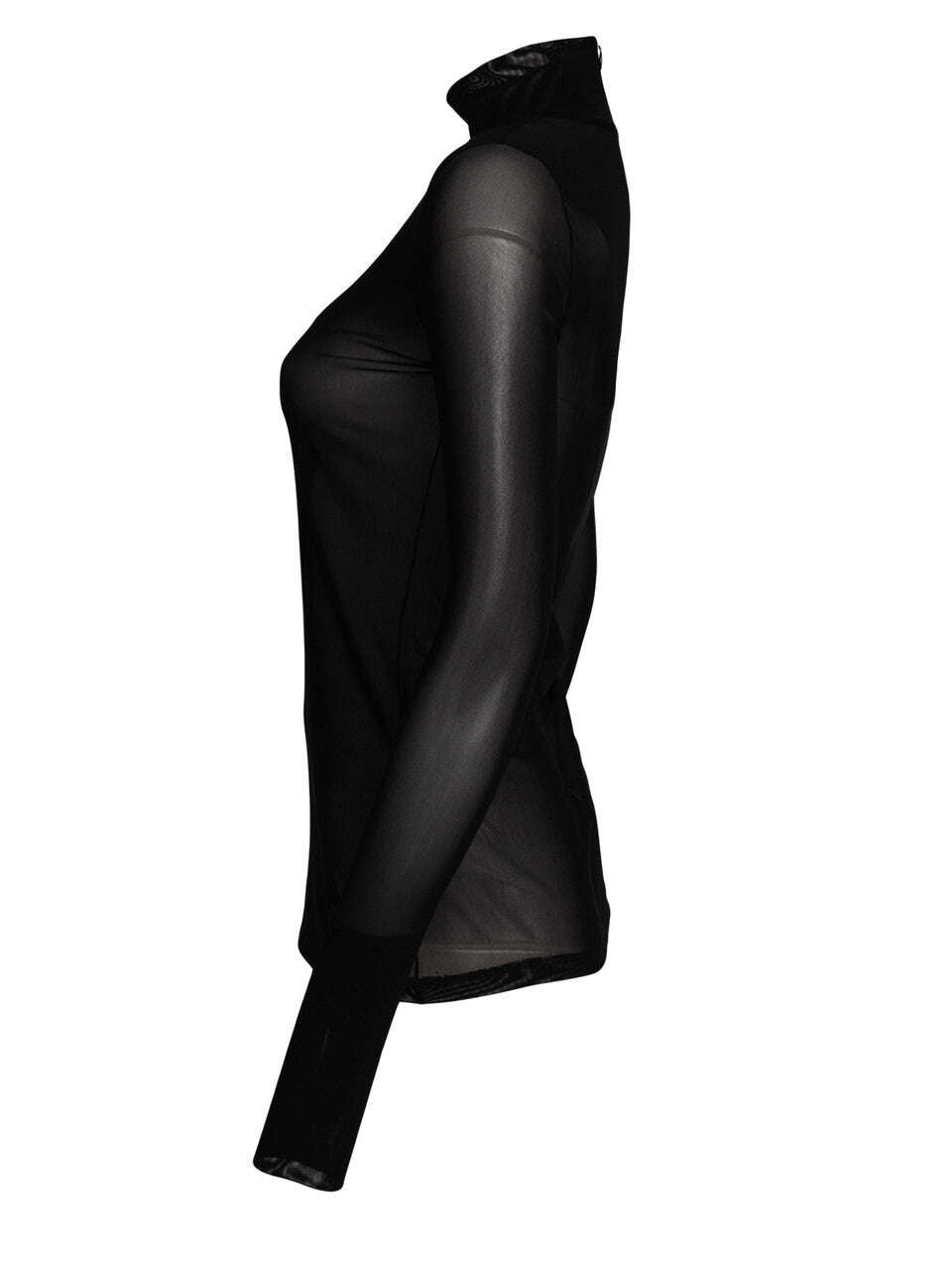 Black Elastic Mesh Turtle Neck Top | AIKOK Nolo Store