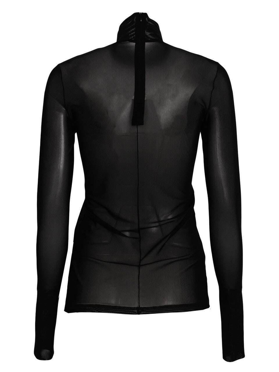 Black Elastic Mesh Turtle Neck Top | AIKOK Nolo Store