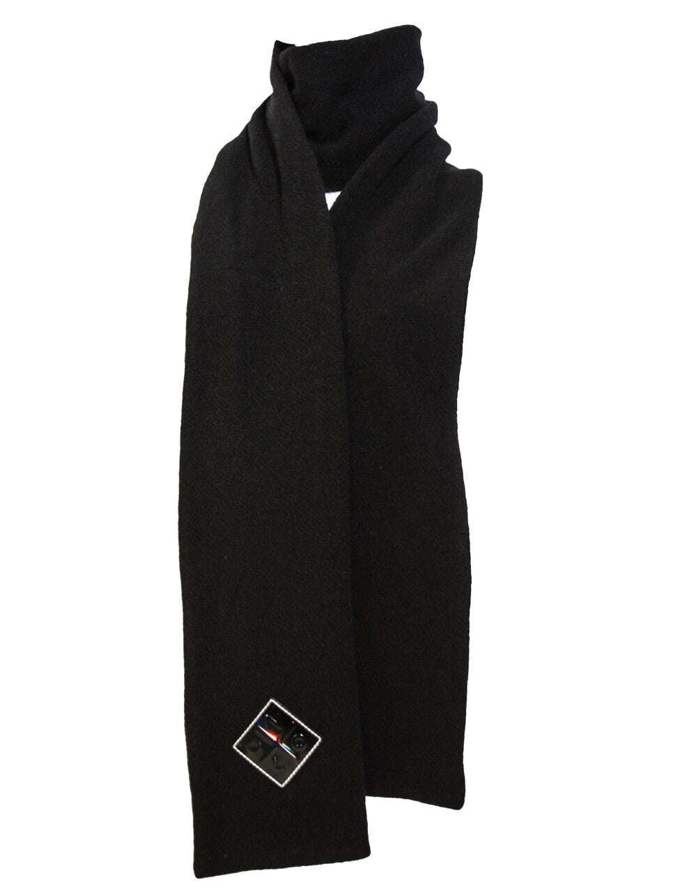 Black Long Double Knit Wool-Mix Scarf | Telma Nolo Store