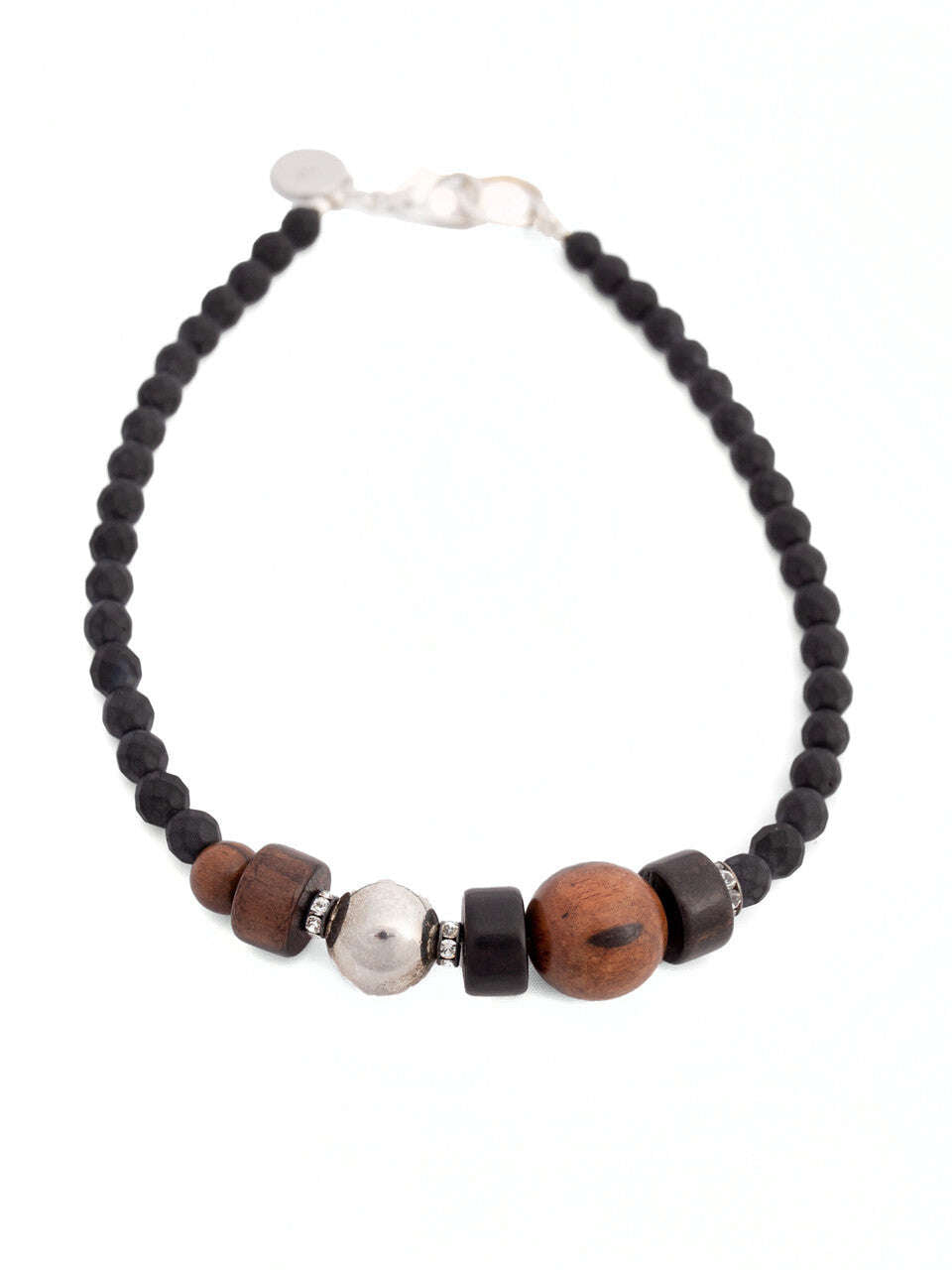 Mate Black Czech Crystal Glass Beaded Necklace With Swarovski Crystals And Wooden Beads Nolo Store