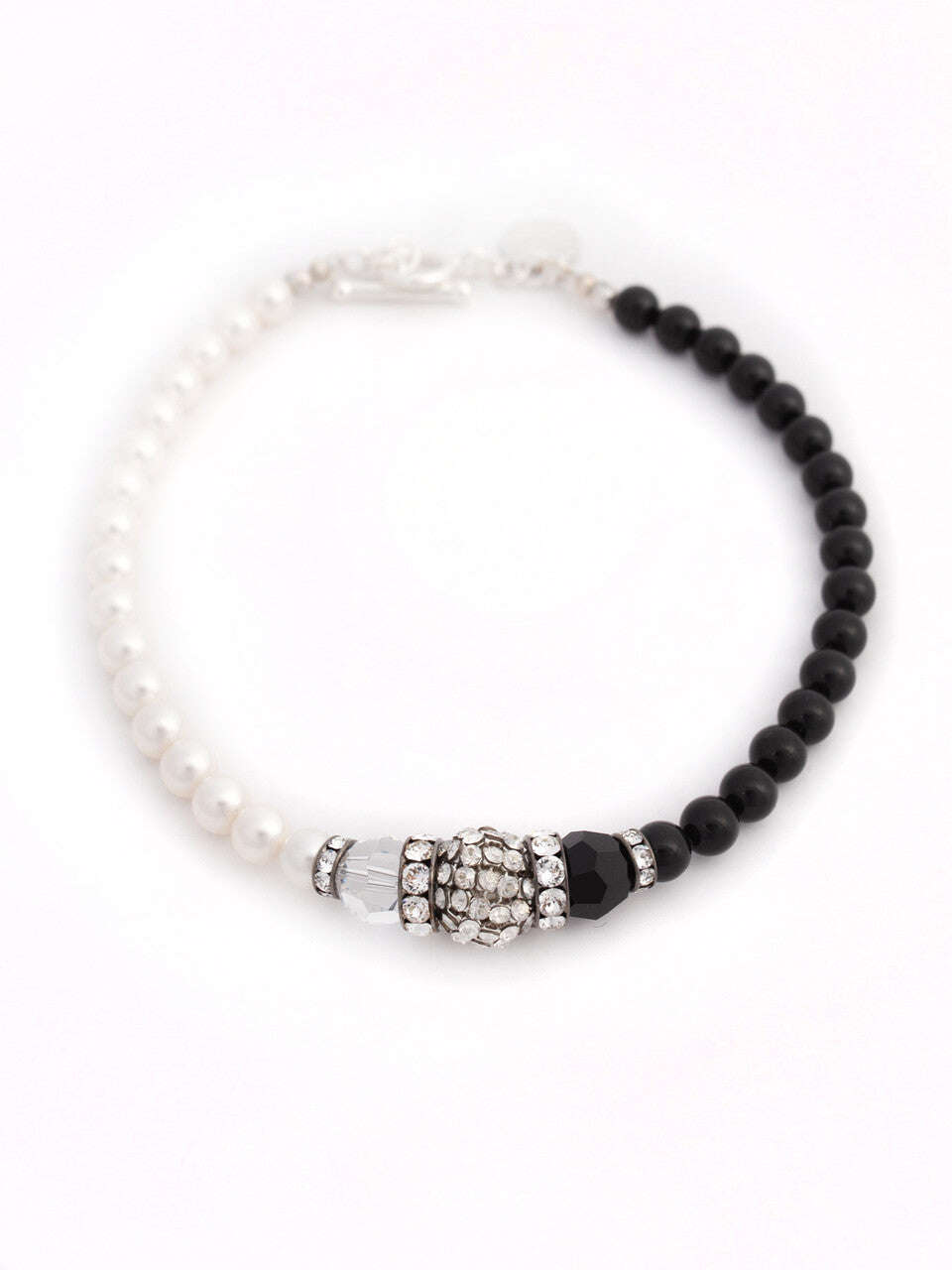 Black And White Swarovski Glass Beaded Necklace With White Crystal Pavé Beads Nolo Store