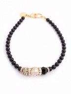 Black Swarovski Glass Beaded Necklace With Champagne Crystal Beads Nolo Store
