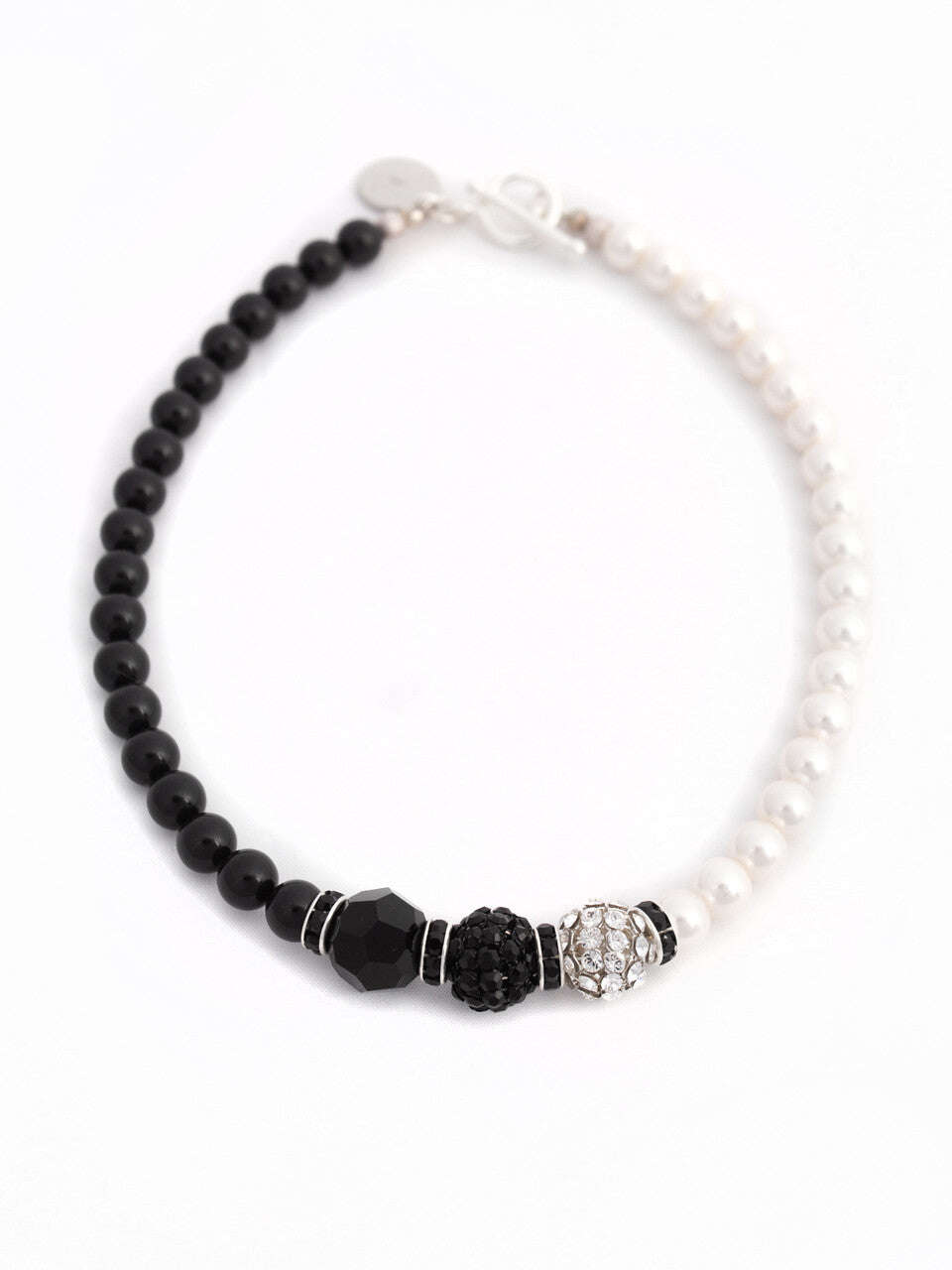 Black And White Swarovski Glass Beaded Necklace With Black Crystal Pavé Beads Nolo Store
