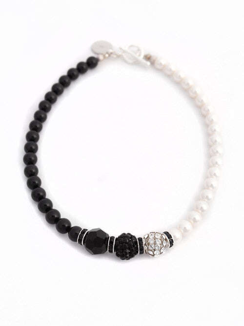 Black And White Swarovski Glass Beaded Necklace With Black Crystal Pavé Beads Nolo Store