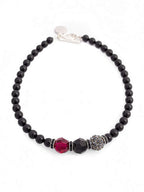 Black Swarovski Glass Beaded Necklace With Burgundy Crystal Bead Nolo Store