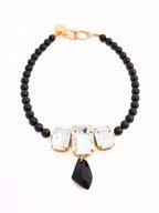 Black Swarovski Glass Beaded Necklace With Clear And Black Crystal Pendant Nolo Store