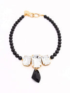 Black Swarovski Glass Beaded Necklace With Clear And Black Crystal Pendant Nolo Store