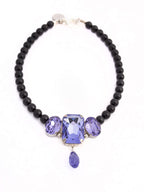 Black Swarovski Glass Beaded Necklace With Lilac Crystal Pendant Nolo Store