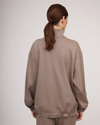 Taupe grey knit sweater with a zipper | JUSTINE