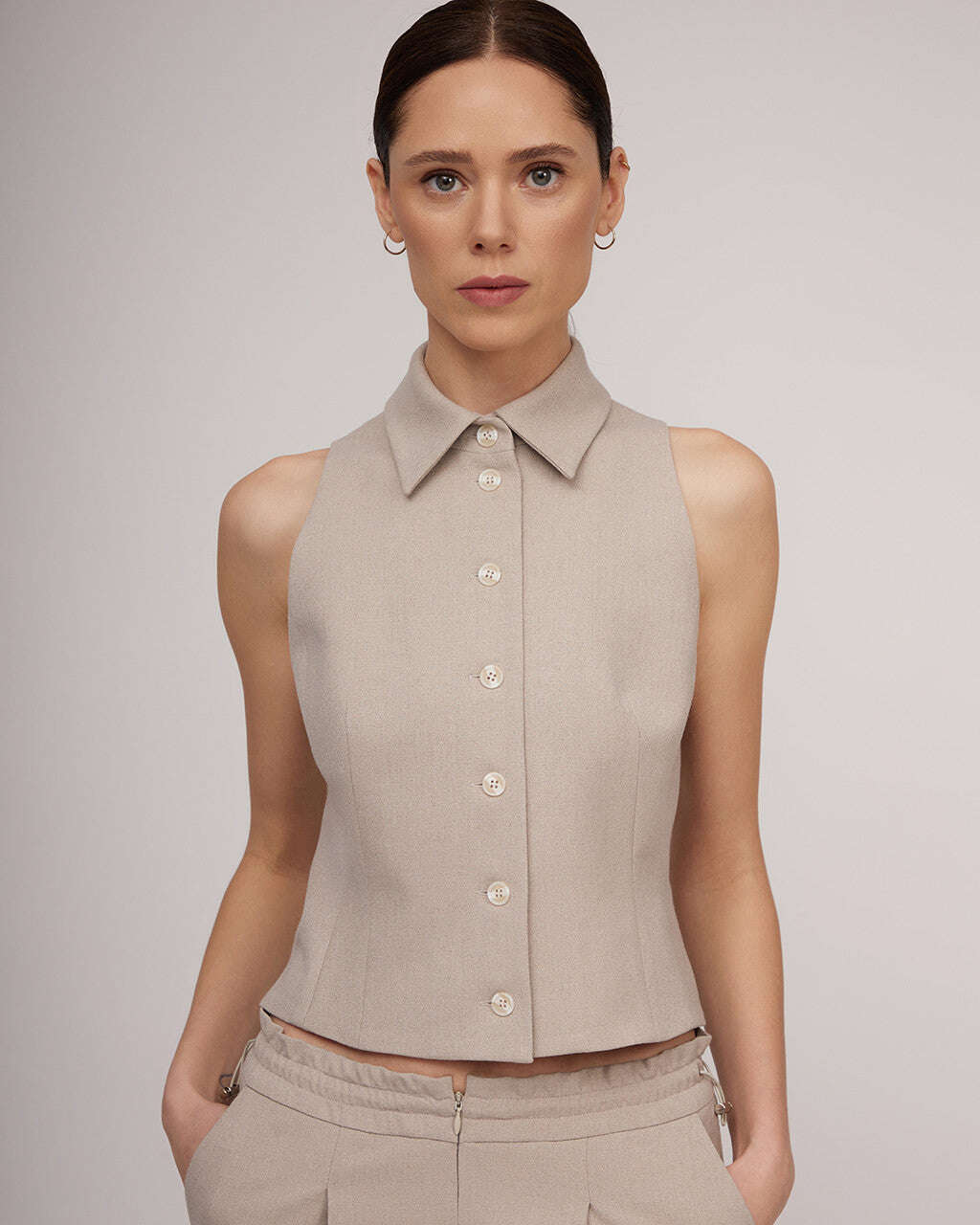 Light beige tweed classic vest | MIA Nolo Store