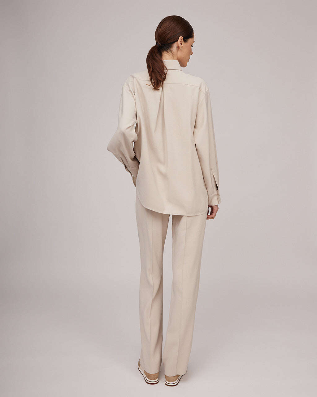 Grey and white loose fit classic viscose shirt | HILARIA Nolo Store