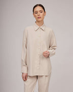 Grey and white loose fit classic viscose shirt | HILARIA Nolo Store