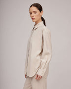 Grey and white loose fit classic viscose shirt | HILARIA Nolo Store