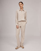 Grey and white loose fit classic viscose shirt | HILARIA Nolo Store