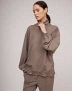 Taupe grey knit sweater with a zipper | JUSTINE