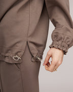 Taupe grey knit sweater with a zipper | JUSTINE