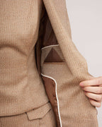 Camel-colored metallic sheen tweed jacket with a cinched waist | LORETTA Nolo Store