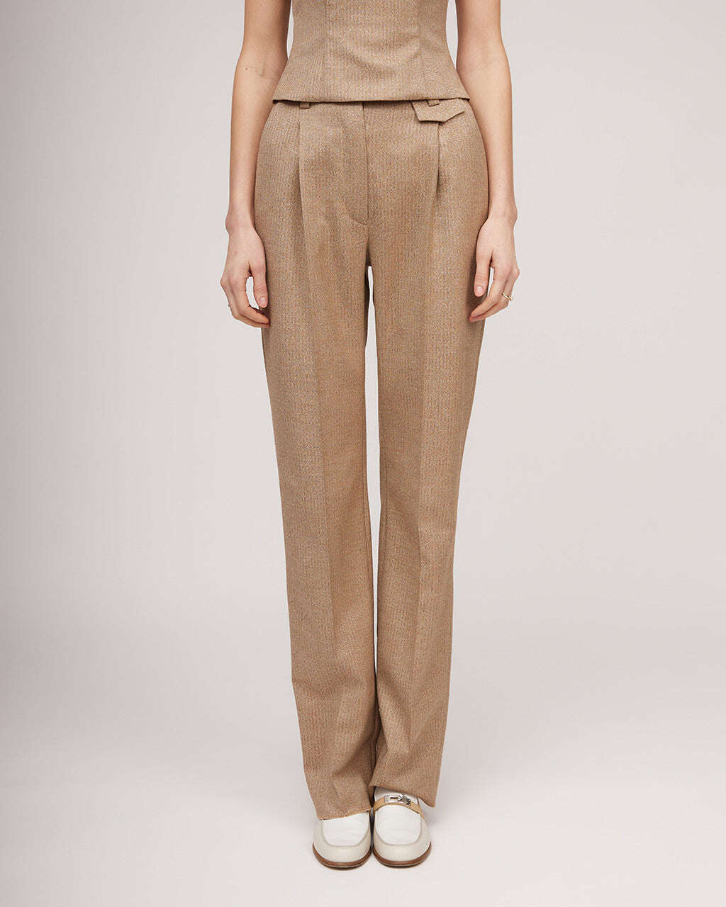 Classic straight cut trousers with metallic sheen | SHINA Nolo Store