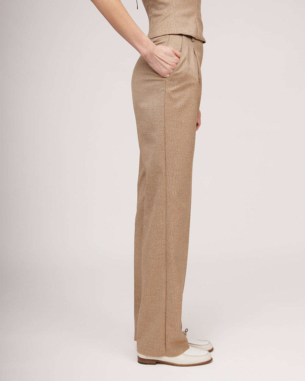 Classic straight cut trousers with metallic sheen | SHINA Nolo Store