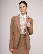 Camel-colored classic jacket with expressive shoulder line | AYANO Nolo Store