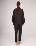 Chocolate brown knit sweater with a zipper | JUSTINE Nolo Store