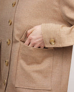 Camel-colored metallic sheen short jacket with ostrich feather detail | BEATRICE Nolo Store