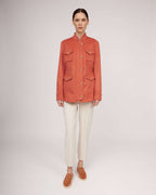 Exclusive brick-colored cashmere classic jacket in military style | TERESA Nolo Store