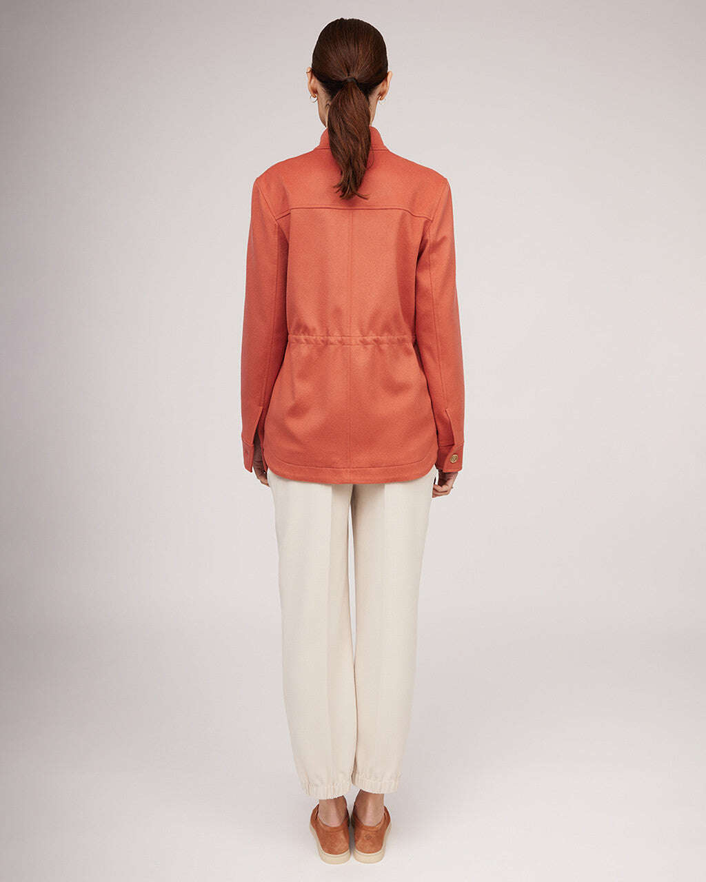 Exclusive brick-colored cashmere classic jacket in military style | TERESA Nolo Store