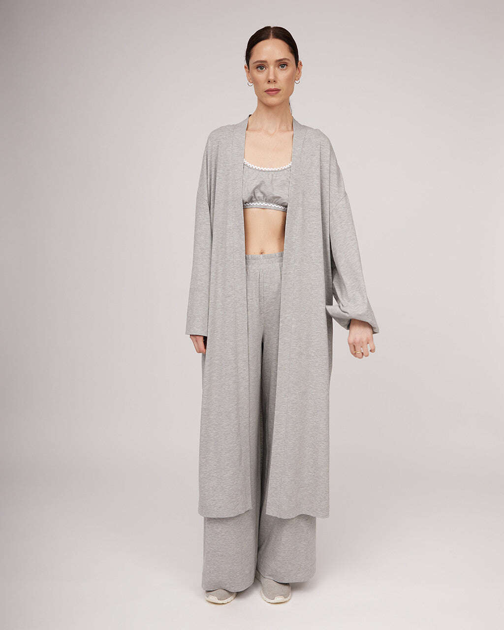 Light grey kimono-style cardigan without closure | TONIA Nolo Store