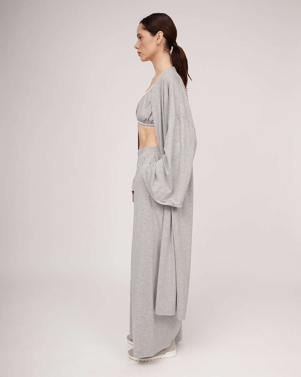 Light grey kimono-style cardigan without closure | TONIA Nolo Store