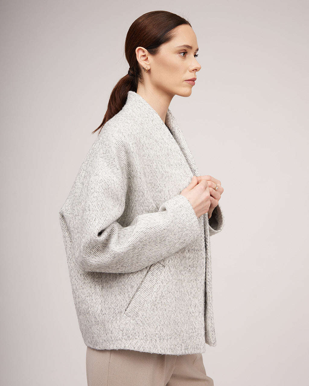 Light grey wool short spring jacket | GIANNA Nolo Store