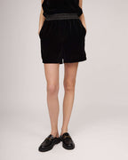 Black exclusive silk velvet shorts with elastic waistband | FINA Nolo Store