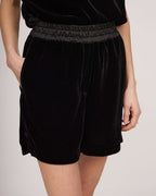 Black exclusive silk velvet shorts with elastic waistband | FINA Nolo Store