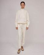 Cream-colored soft cotton casual trousers with a slight texture | HEIDI Nolo Store